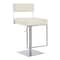 Armen Living Michele Swivel Adjustable Height Off-White Faux Leather and Brushed Stainless Steel Bar Stool LCMISWBABSWH - alternate 1